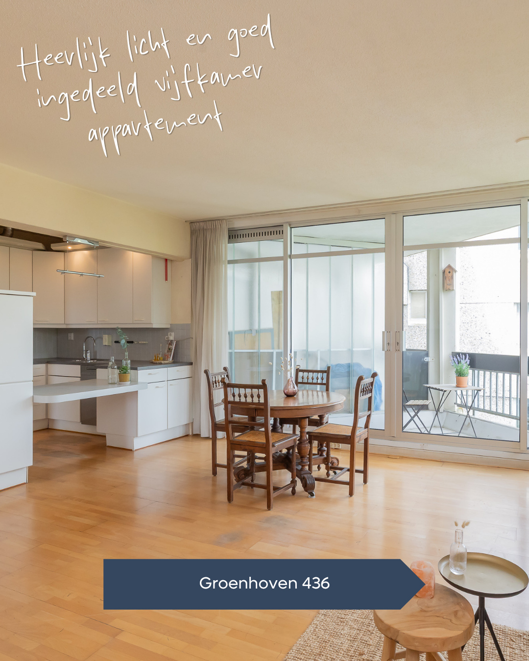 𝐓𝐄 𝐊𝐎𝐎𝐏 🏠 Licht en ruim 5-kamerappartement van 108 m² met twee zonnige balkons, 🛏️ vier slaapkamers en 🌳 vrij uitzicht op...