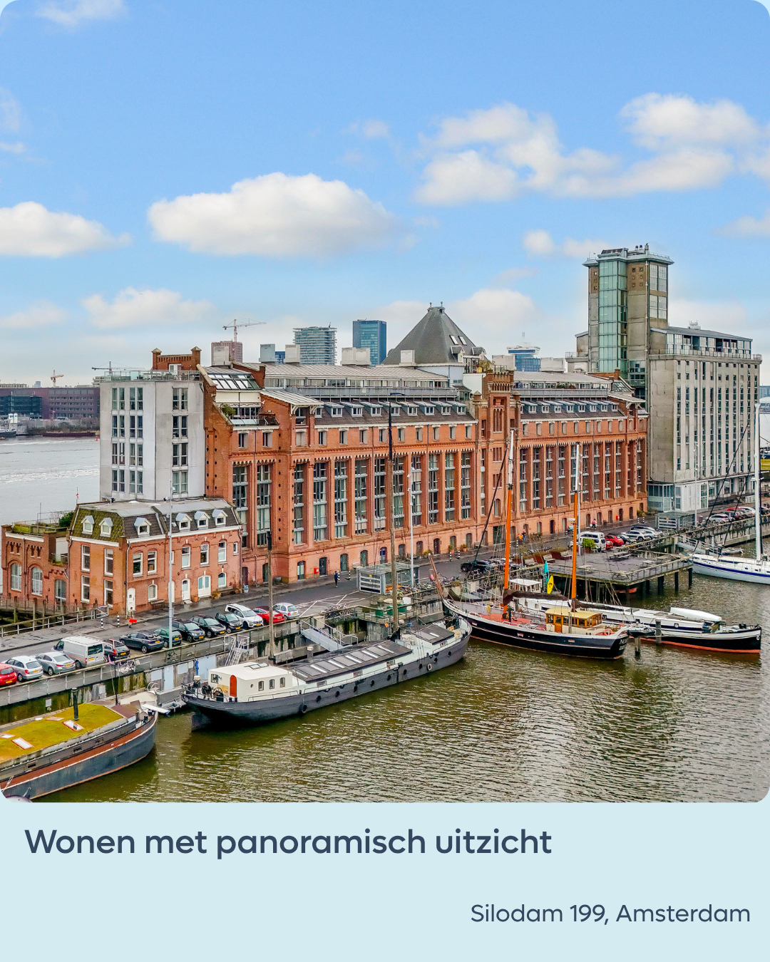 𝐓𝐄 𝐊𝐎𝐎𝐏 🏡 Wakker worden met uitzicht over het IJ, de dag afsluiten met zonsondergangen boven de Houthavens 🌅⁠
⁠
Dit royale...