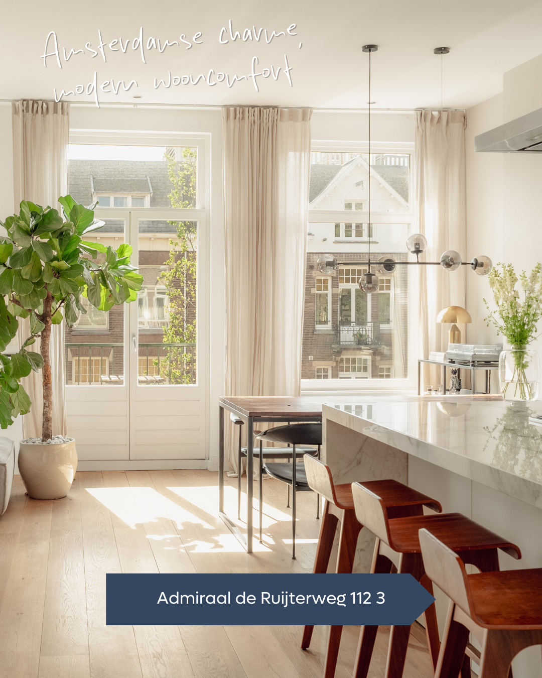 𝐓𝐄 𝐊𝐎𝐎𝐏 🏠 Thuis begint op de Admiraal de Ruijterweg ✨⁠
⁠
Sfeervol driekamerappartement van 70,3 m² in Amsterdam-West met...