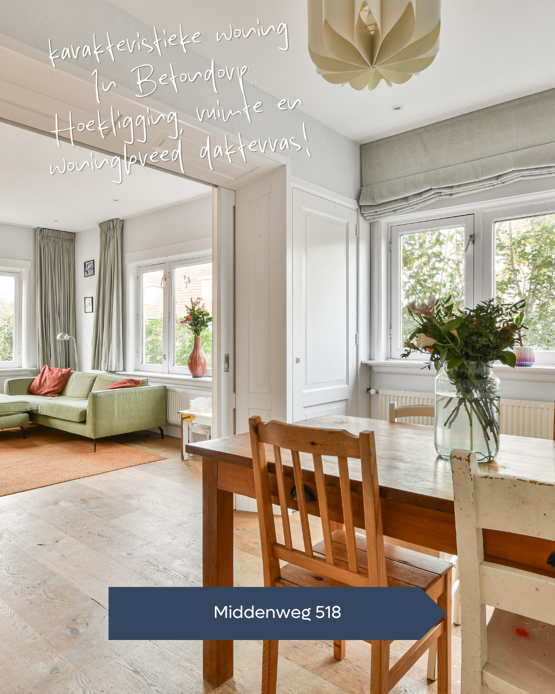 𝐓𝐄 𝐊𝐎𝐎𝐏 🏠 Deze karakteristieke hoekbovenwoning op de Middenweg combineert ruimte, licht en een praktische indeling. De...